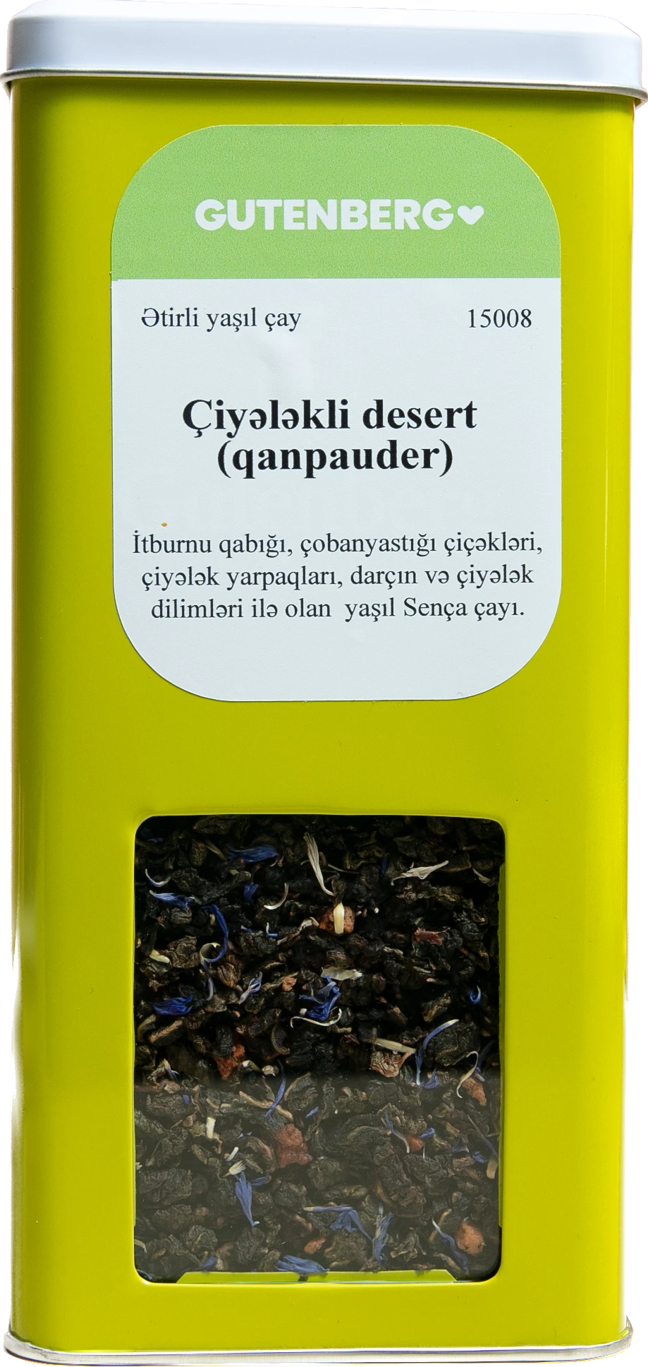 Çiyələkli Desert (Qanpauder) Ətirli Yaşil Çay (100 qr)